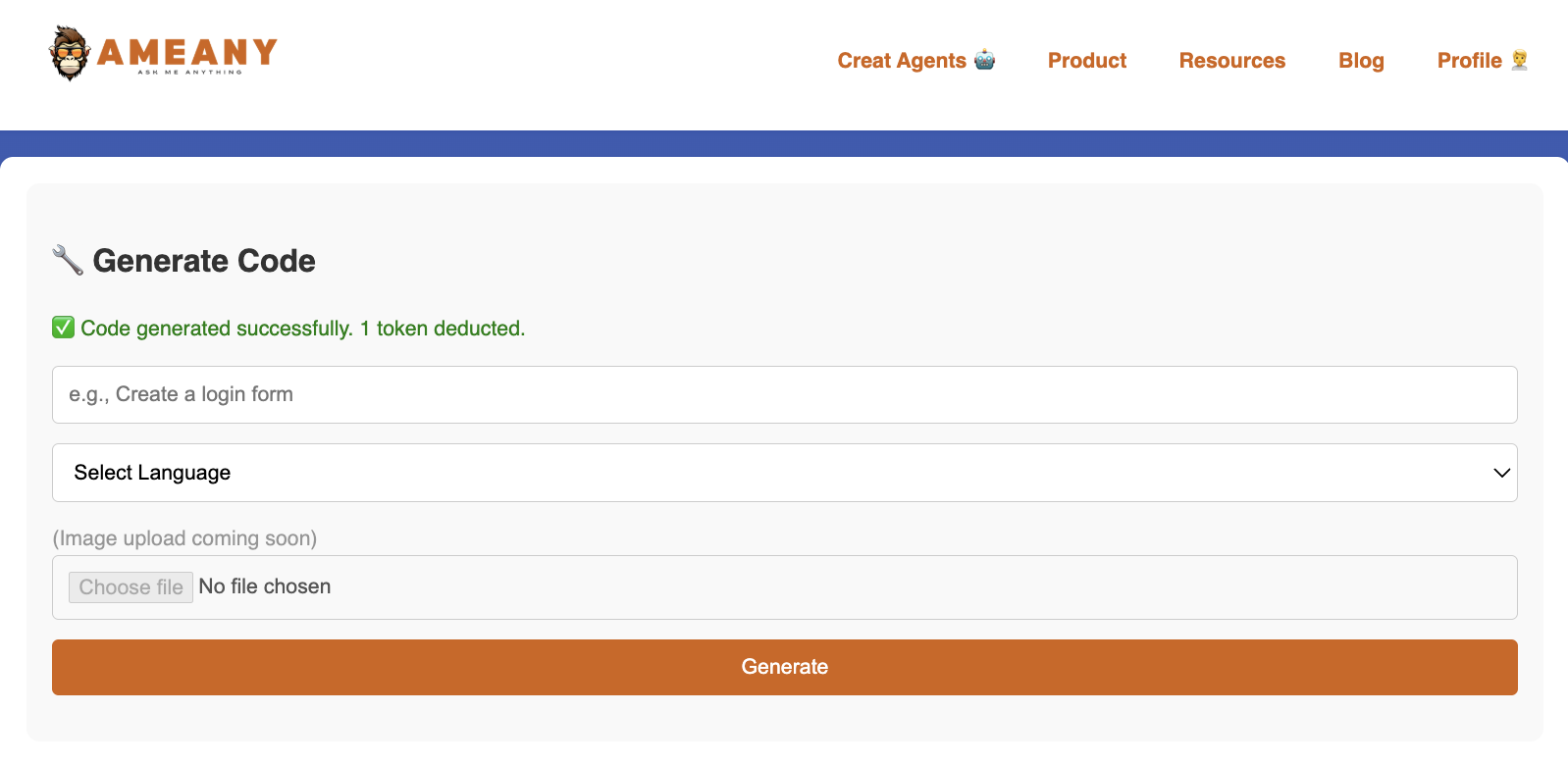 Ameany Codegen UI