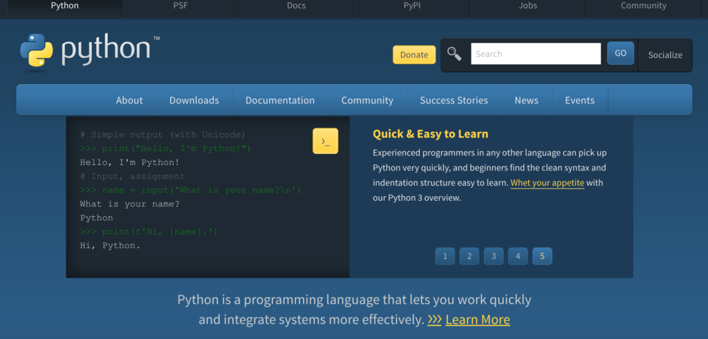 Python – Best Language for AI 