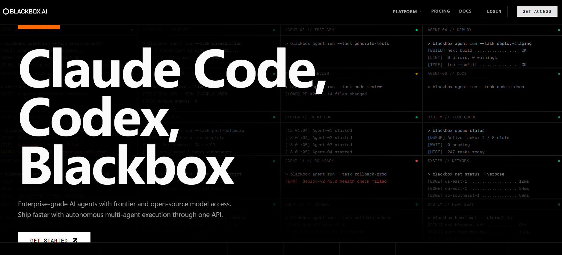 Blackbox AI coding assistant interface for writing and debugging code